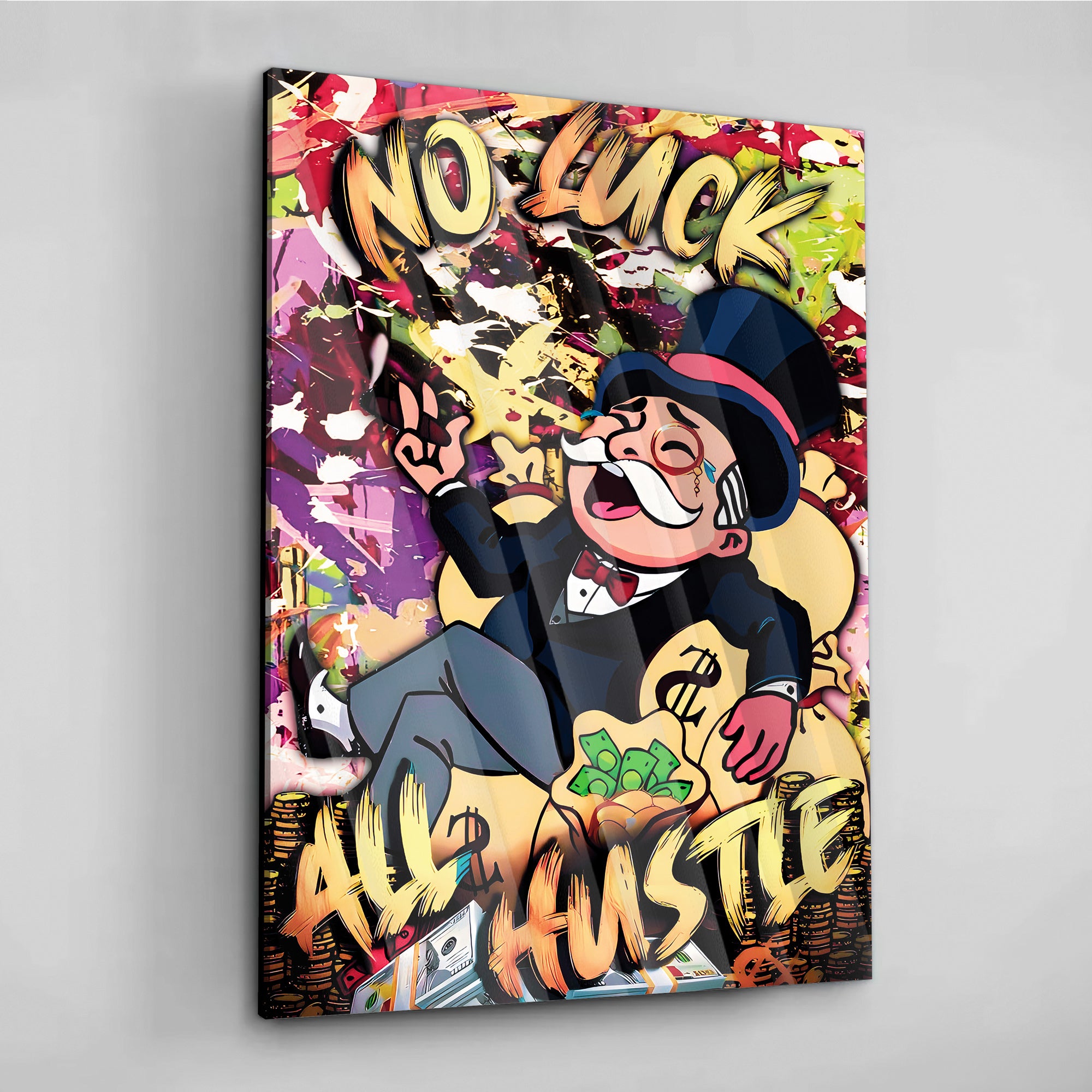 No Luck All Hustle - aluminum acrylic glass