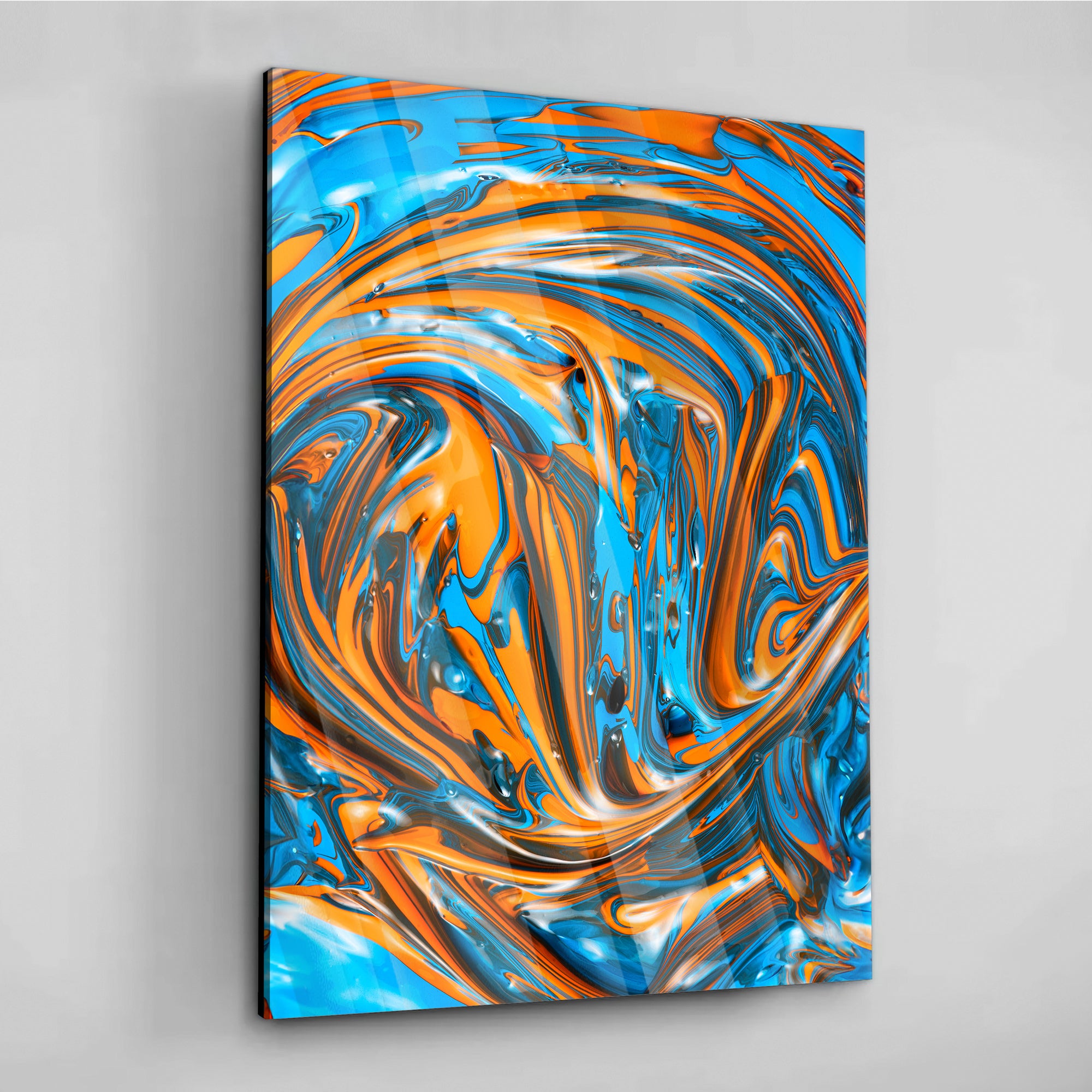 Blue Orange Fluidart - Alu Acrylglas