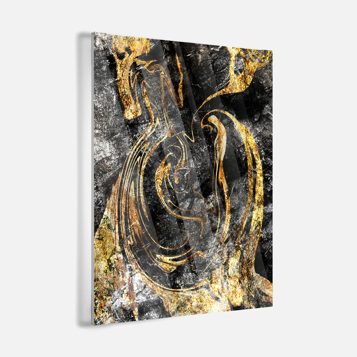 Black Golden Fluidart - Acrylglas