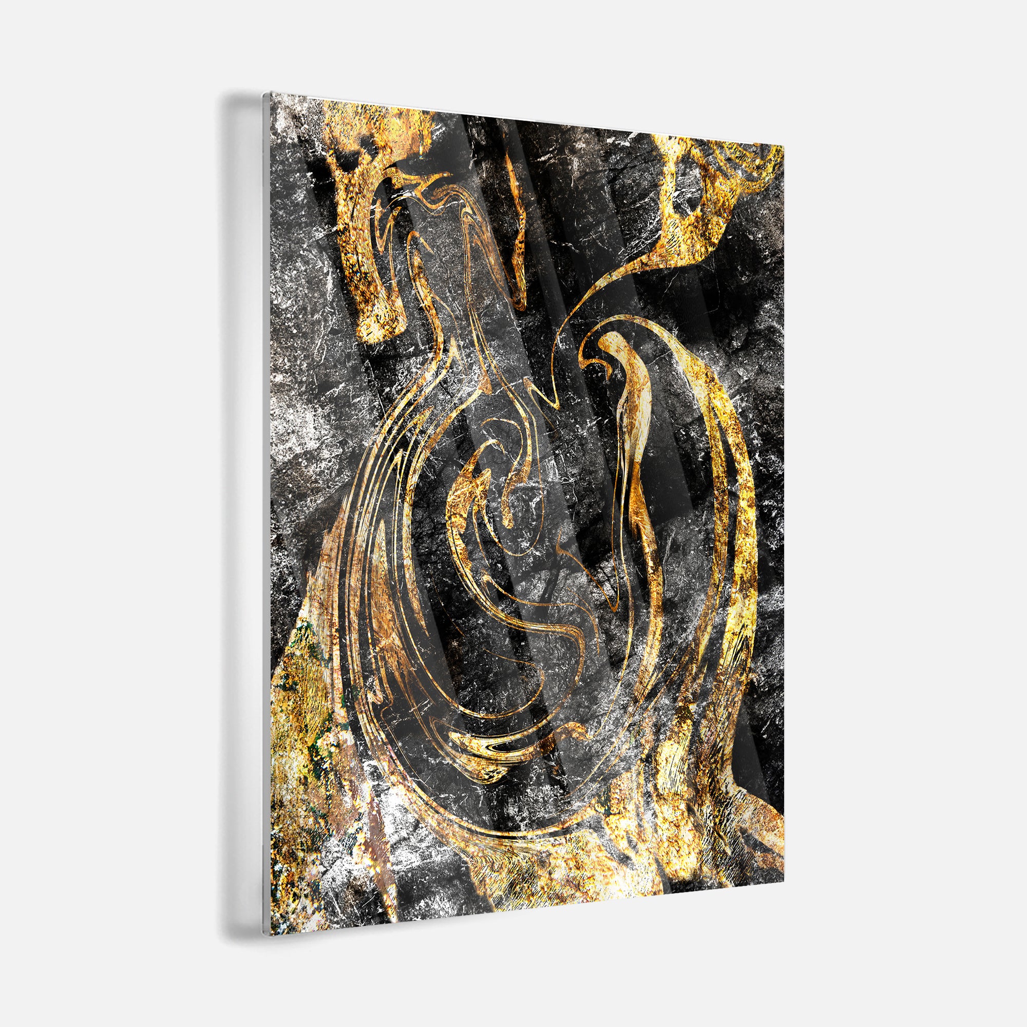 Black Golden Fluidart - Leinwandbild