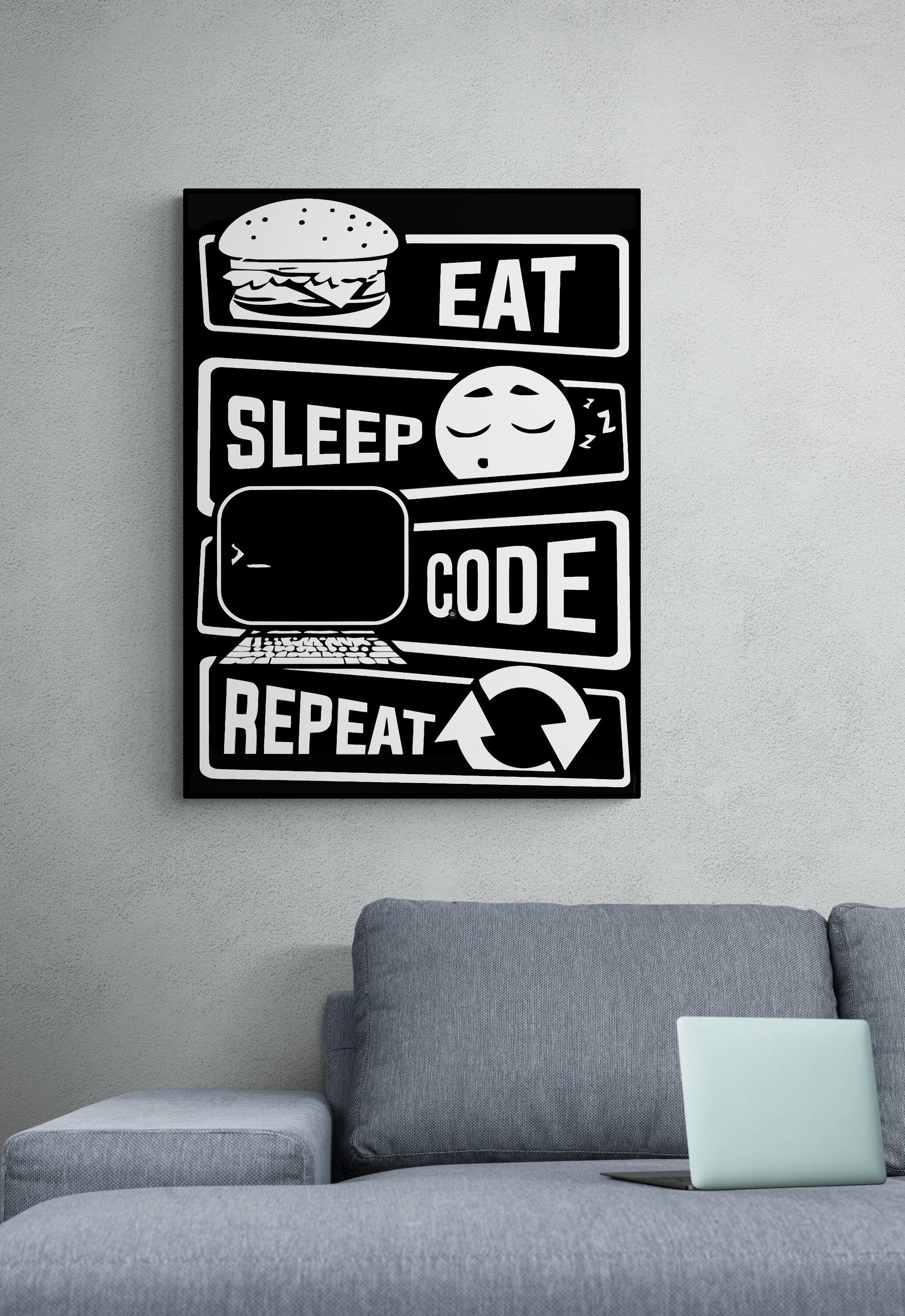 Eat Sleep Code Repeat - Leinwandbild