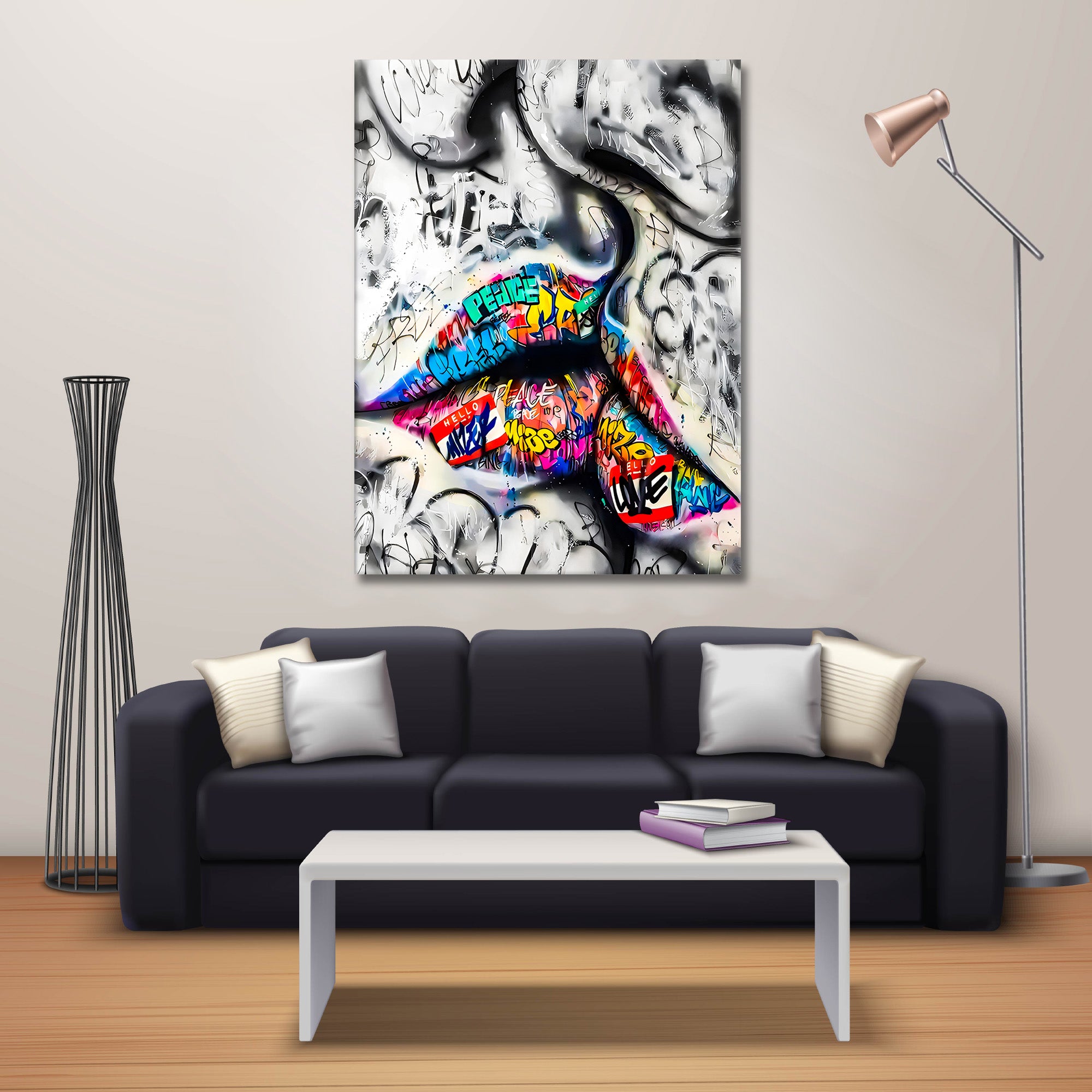 Graffiti Kiss - Alu Acrylglas