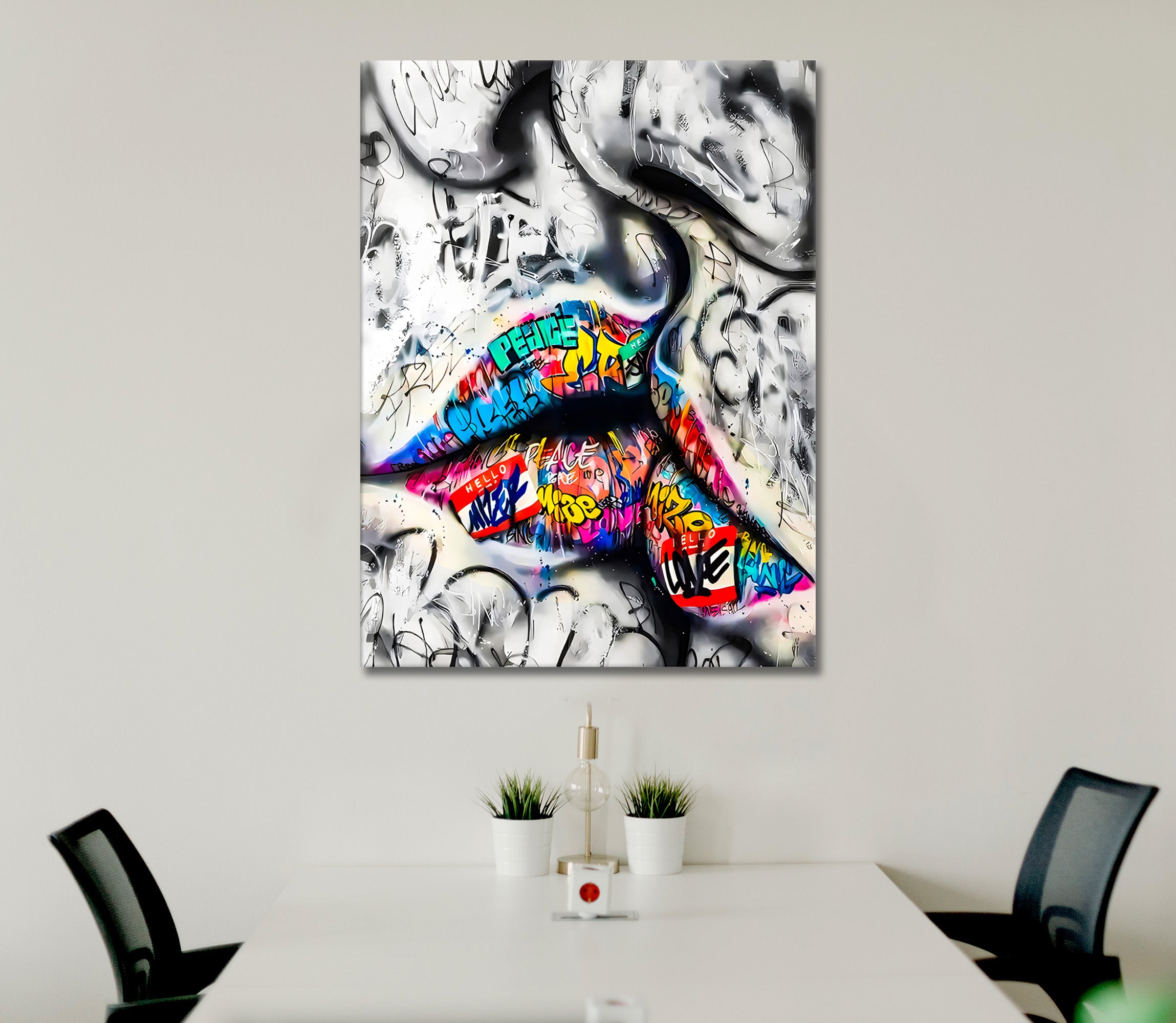 Graffiti Kiss - canvas picture