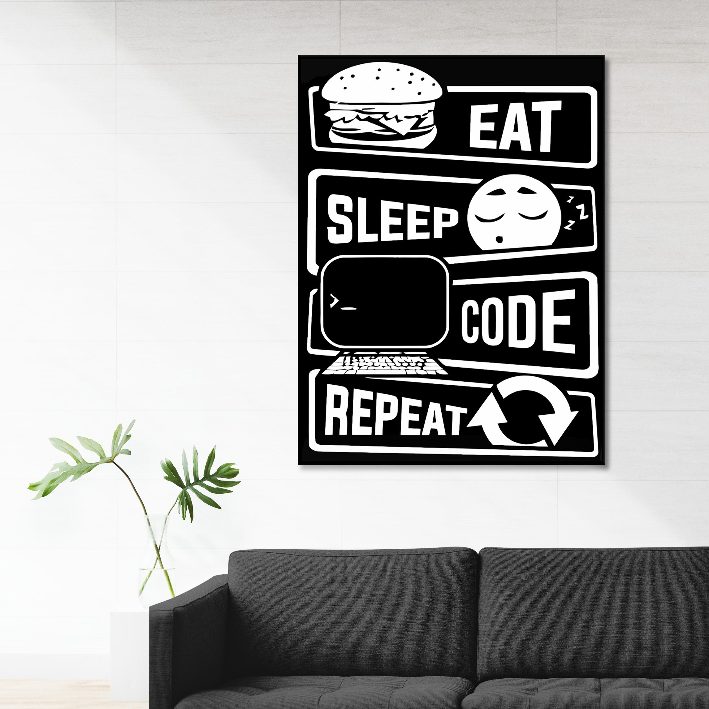 Eat Sleep Code Repeat - Alu Acrylglas