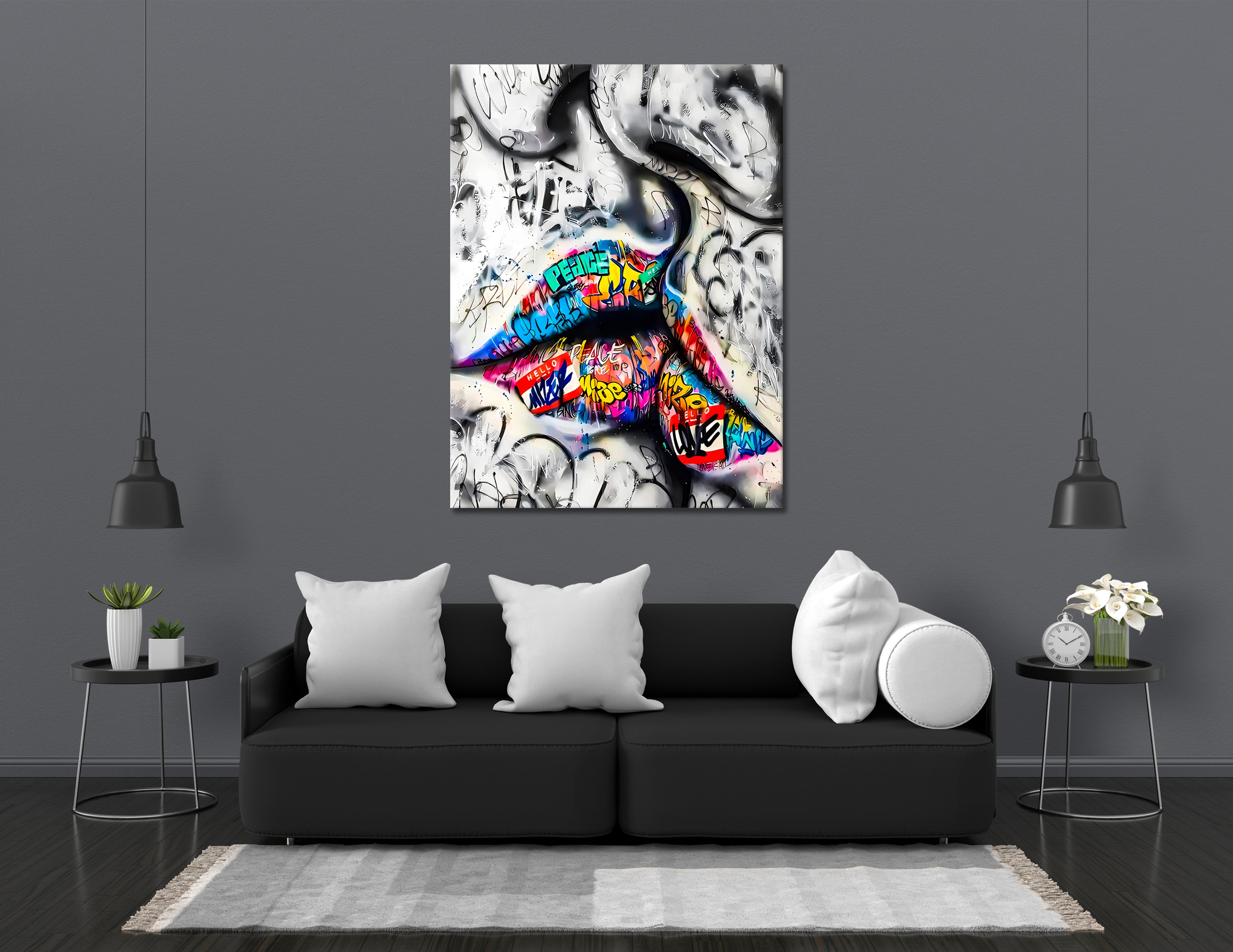 Graffiti Kiss - canvas picture