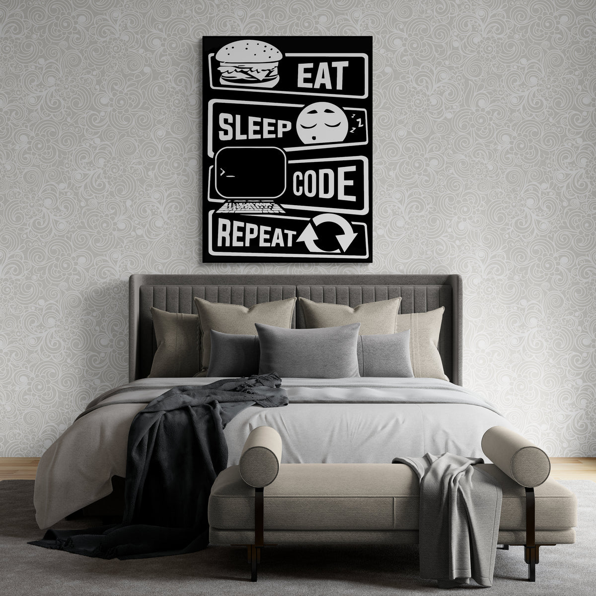 Eat Sleep Code Repeat - Leinwandbild