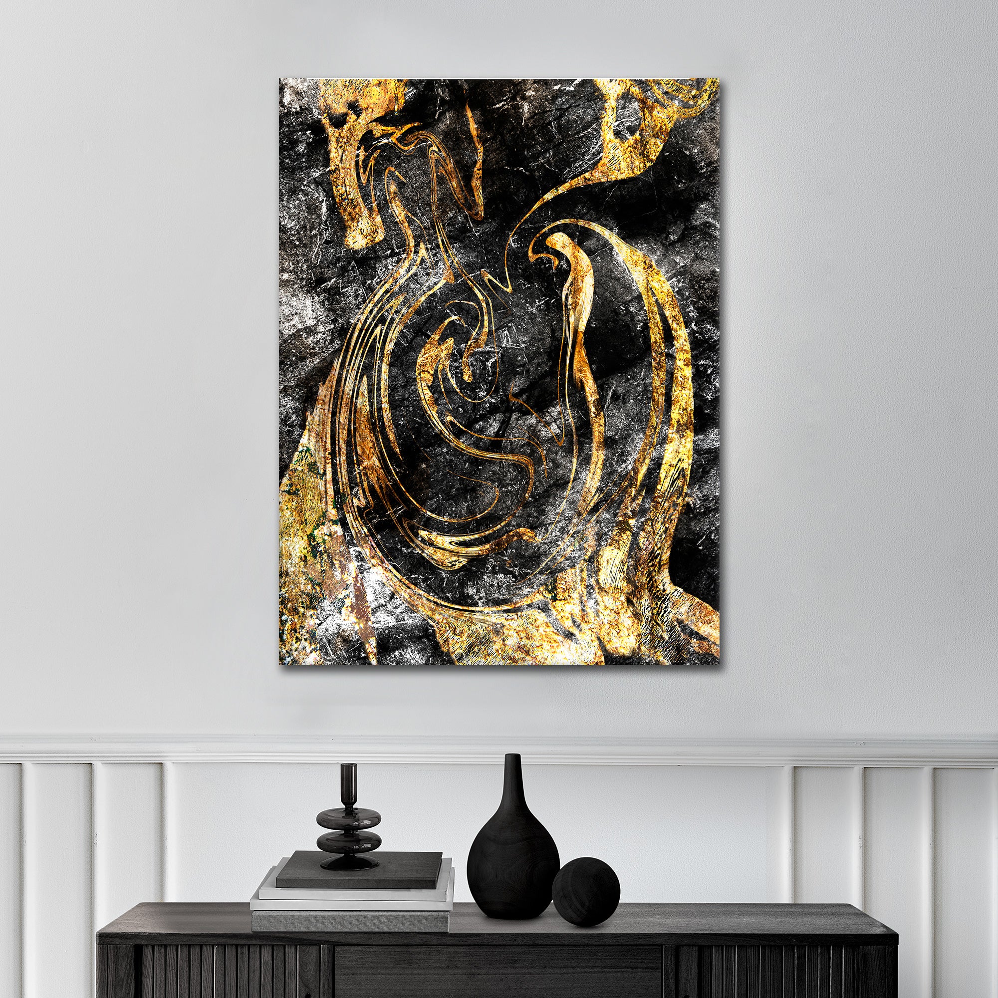 Black Golden Fluidart - Acrylglas