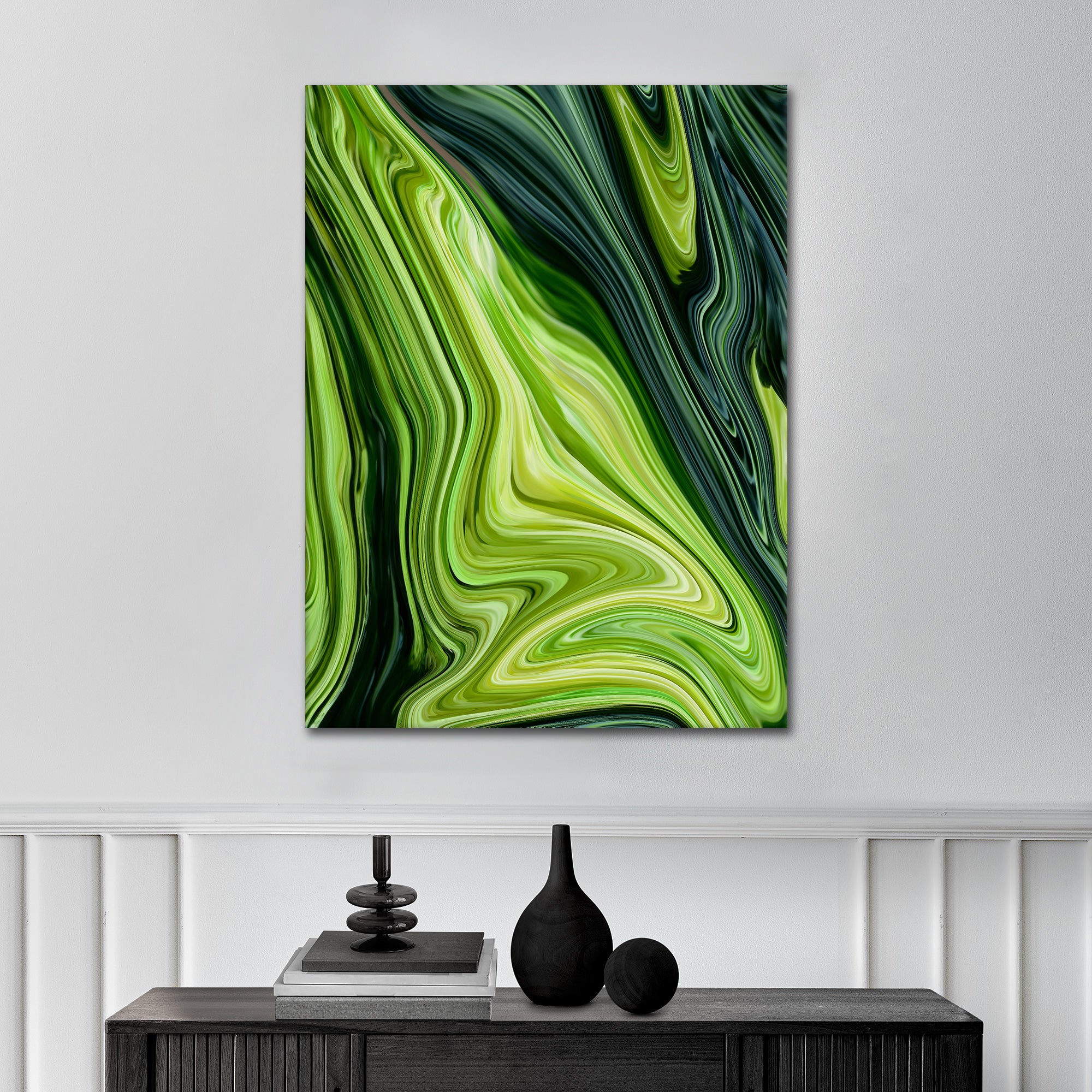 Green Fluidart - Leinwandbild