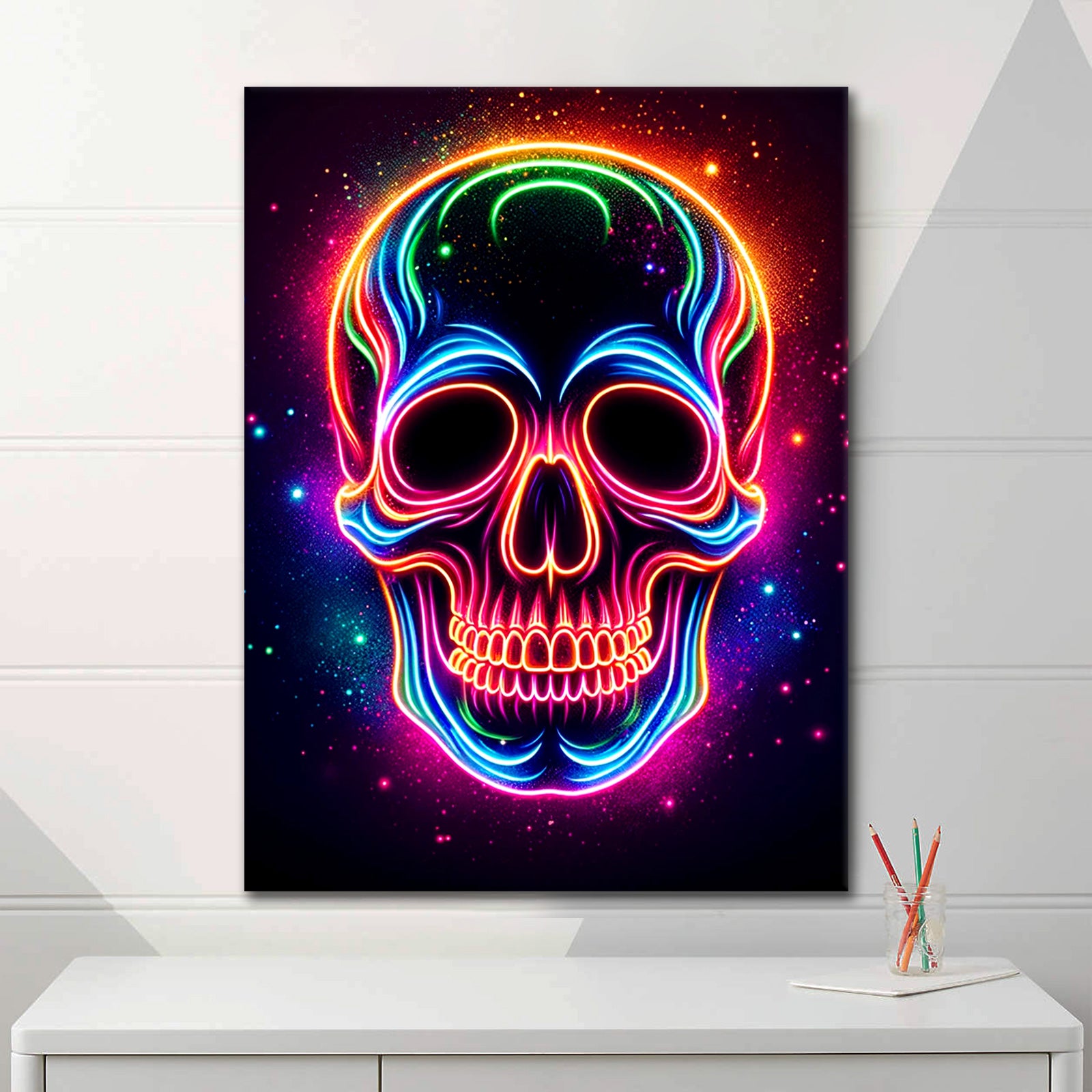 Neon Skull - Alu Acrylglas