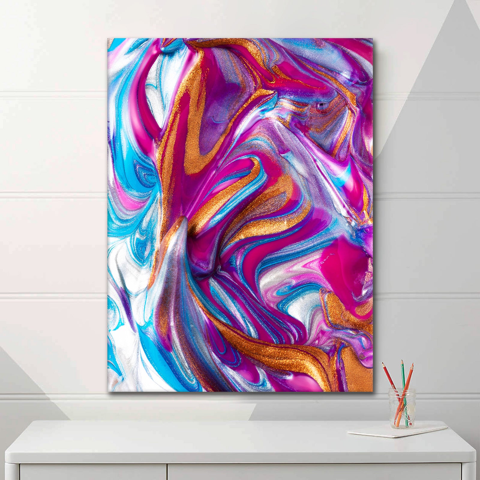 Pink Golden Fluidart - Acrylglas