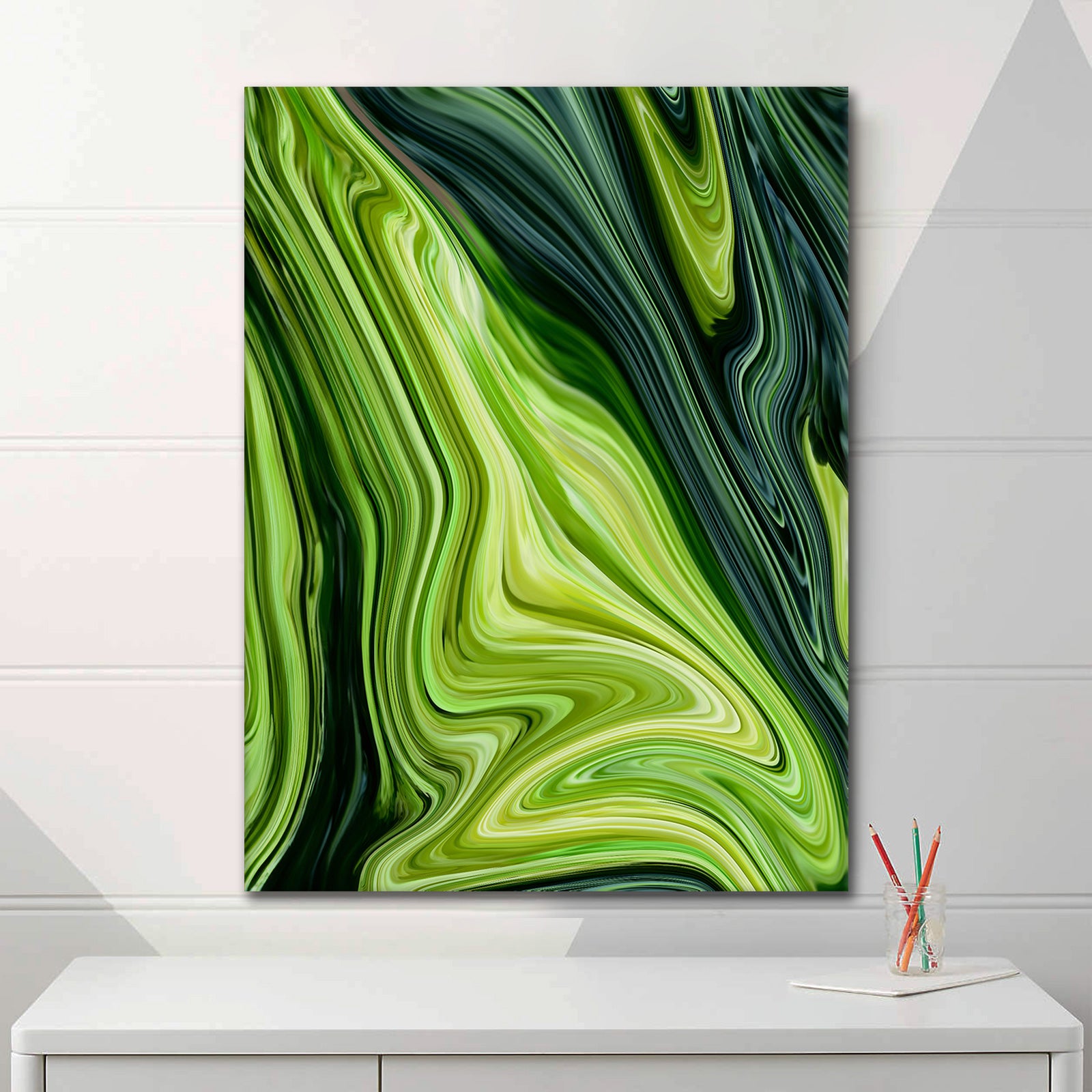 Green Fluidart - Leinwandbild