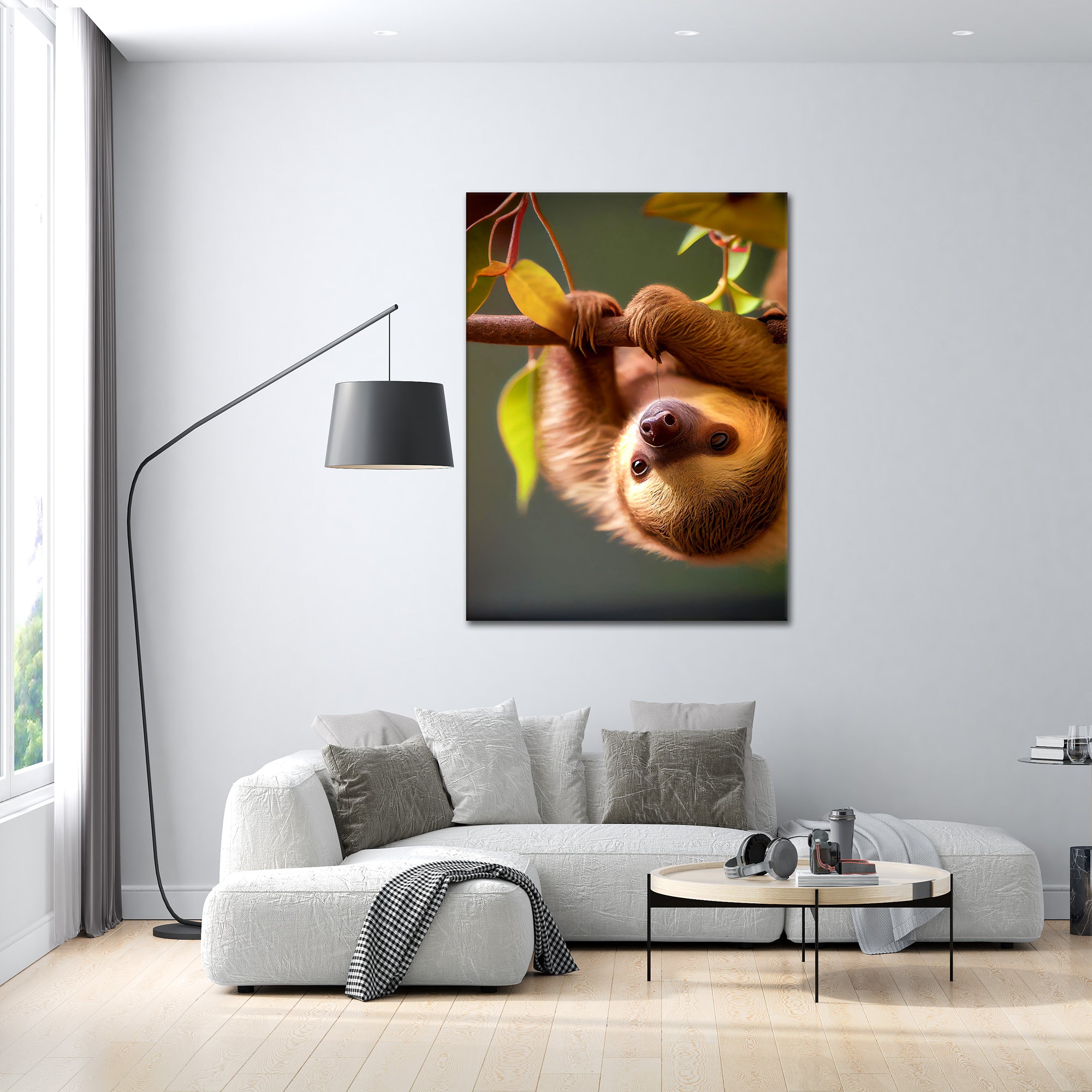 Hanging Sloth -  Alu Acrylglas