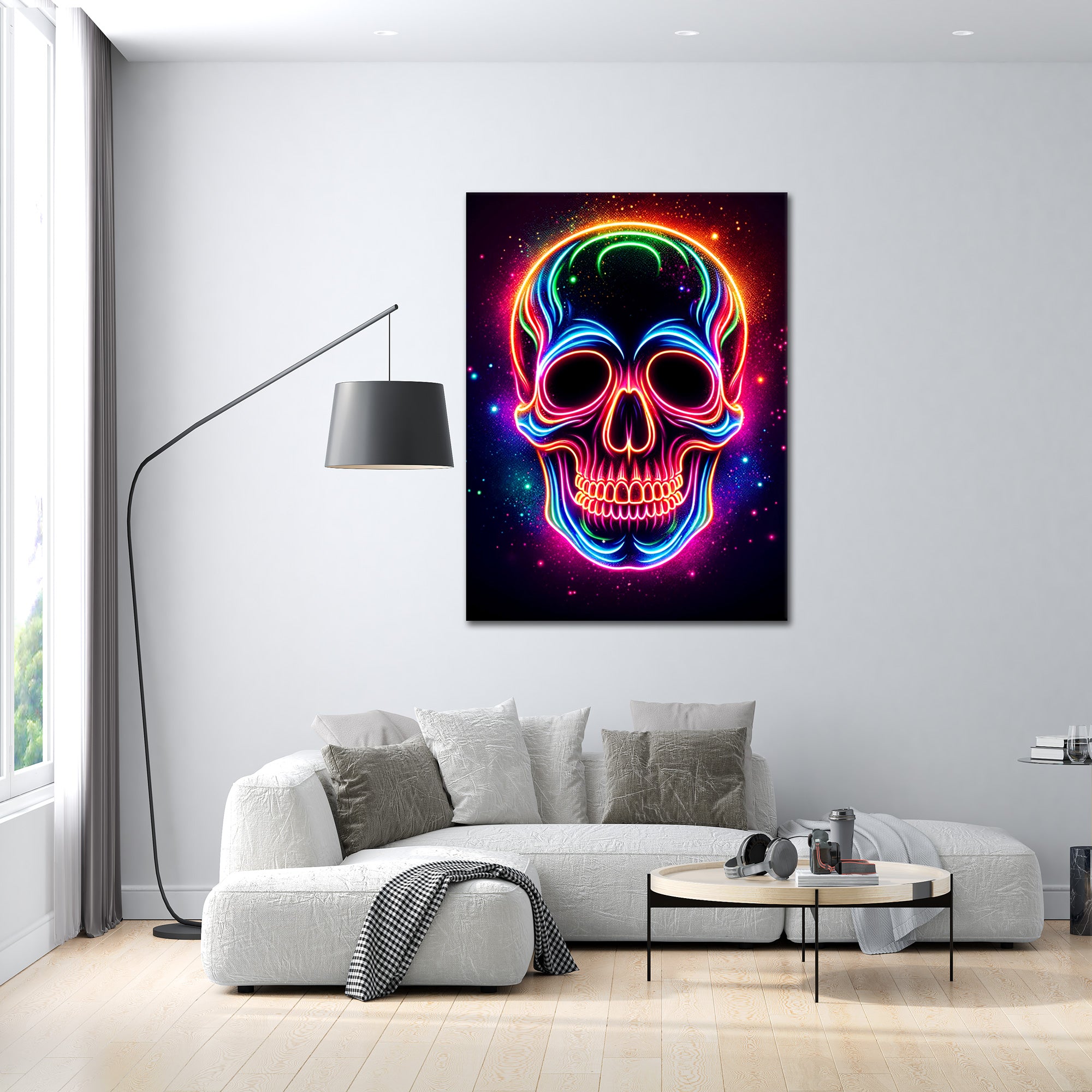 Neon Skull - Alu Acrylglas