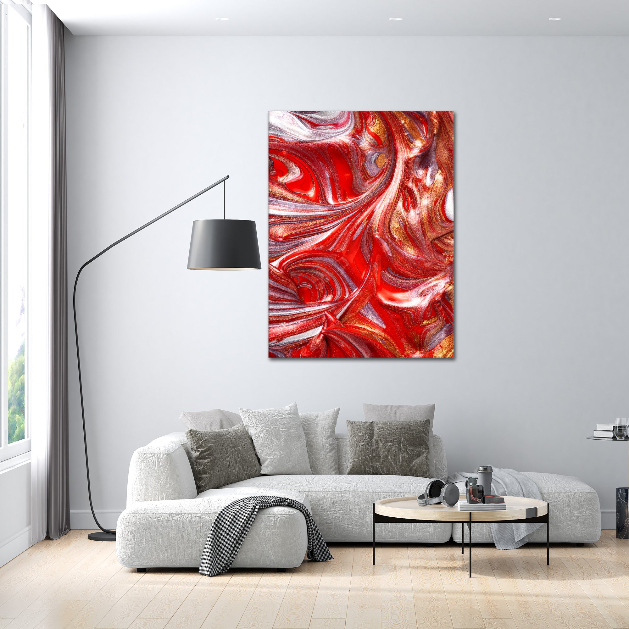 Red Golden Fluidart - Leinwandbild