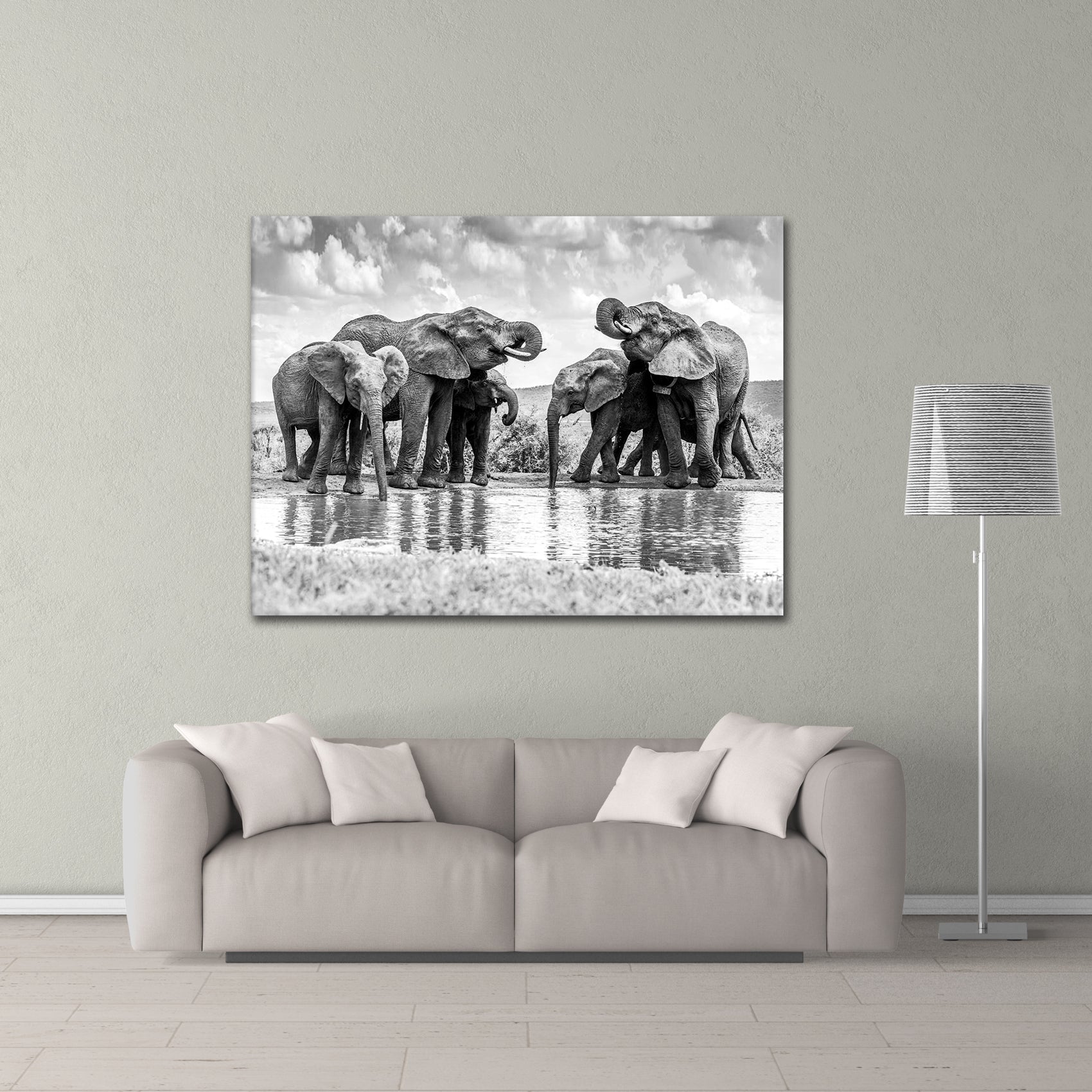 Elephant Oasis - canvas picture