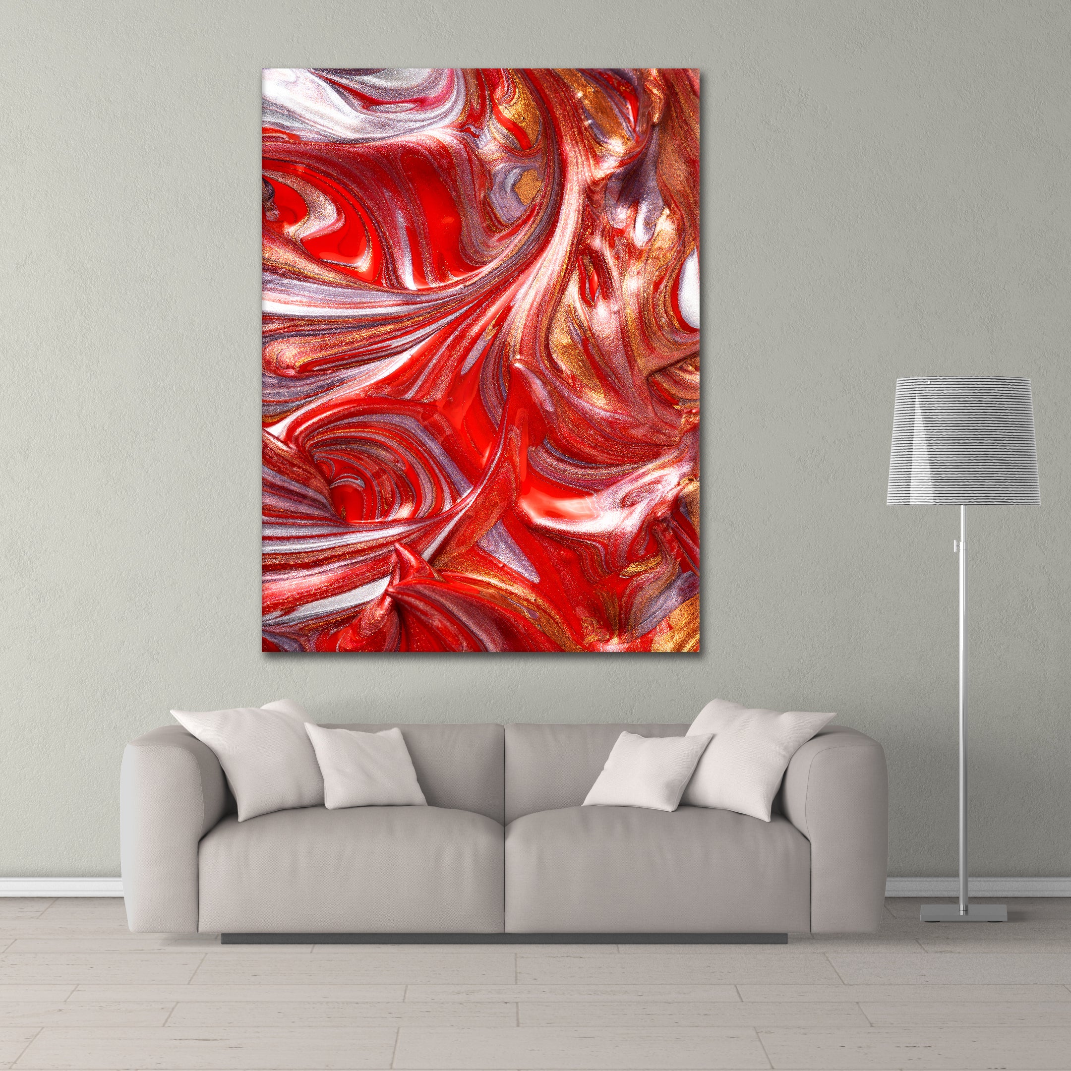 Red Golden Fluidart - Poster