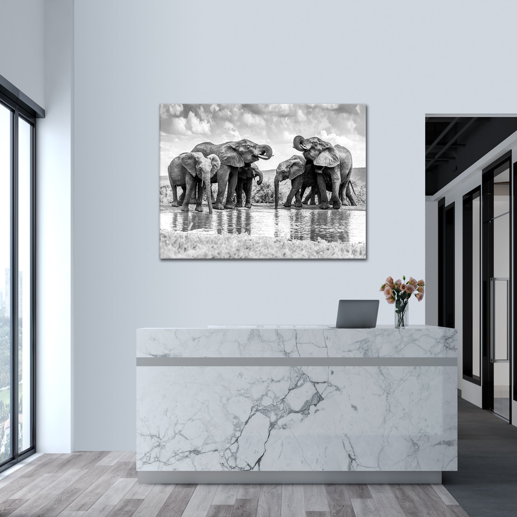 Elephant Oasis - aluminum acrylic glass