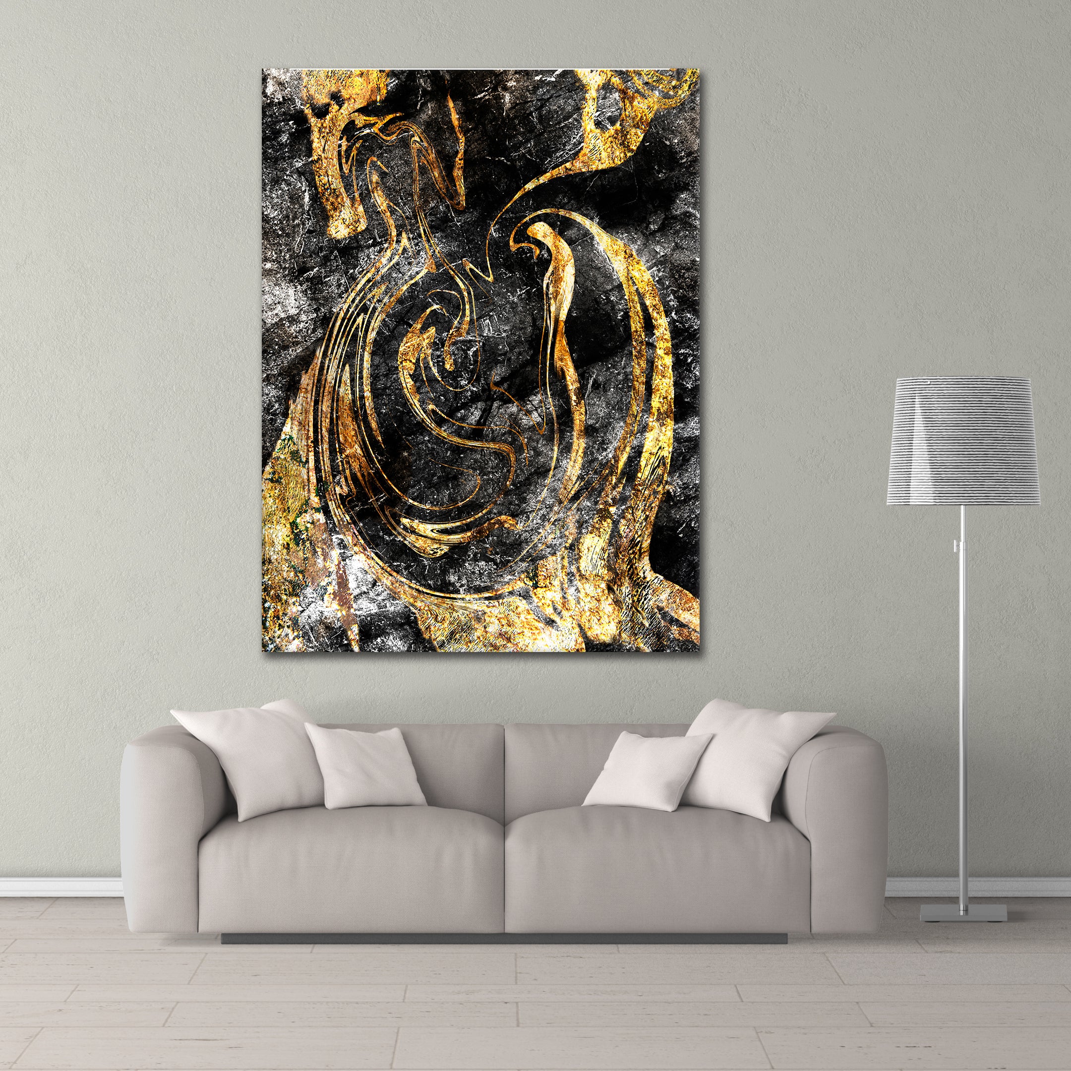 Black Golden Fluidart - Poster