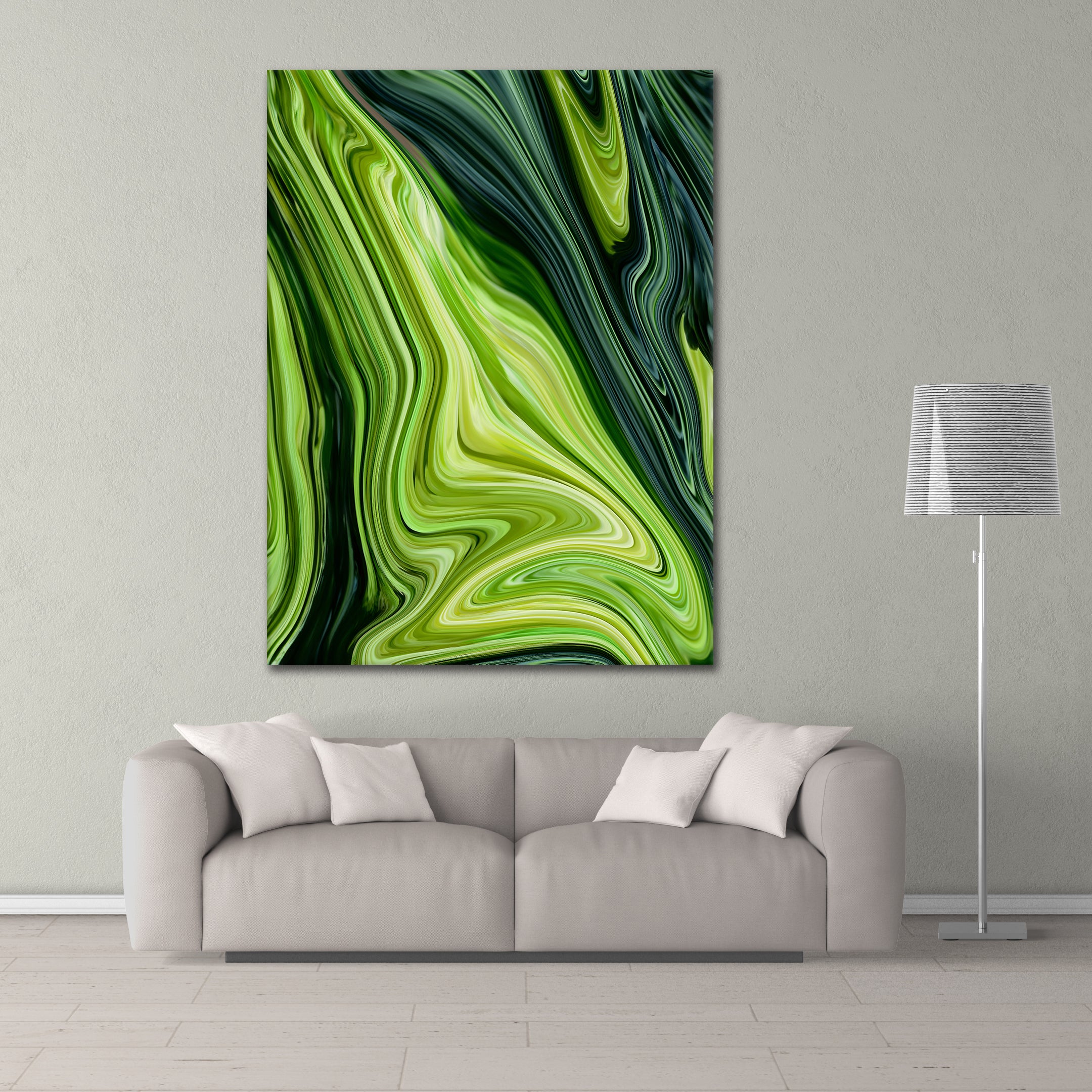 Green Fluidart - Leinwandbild