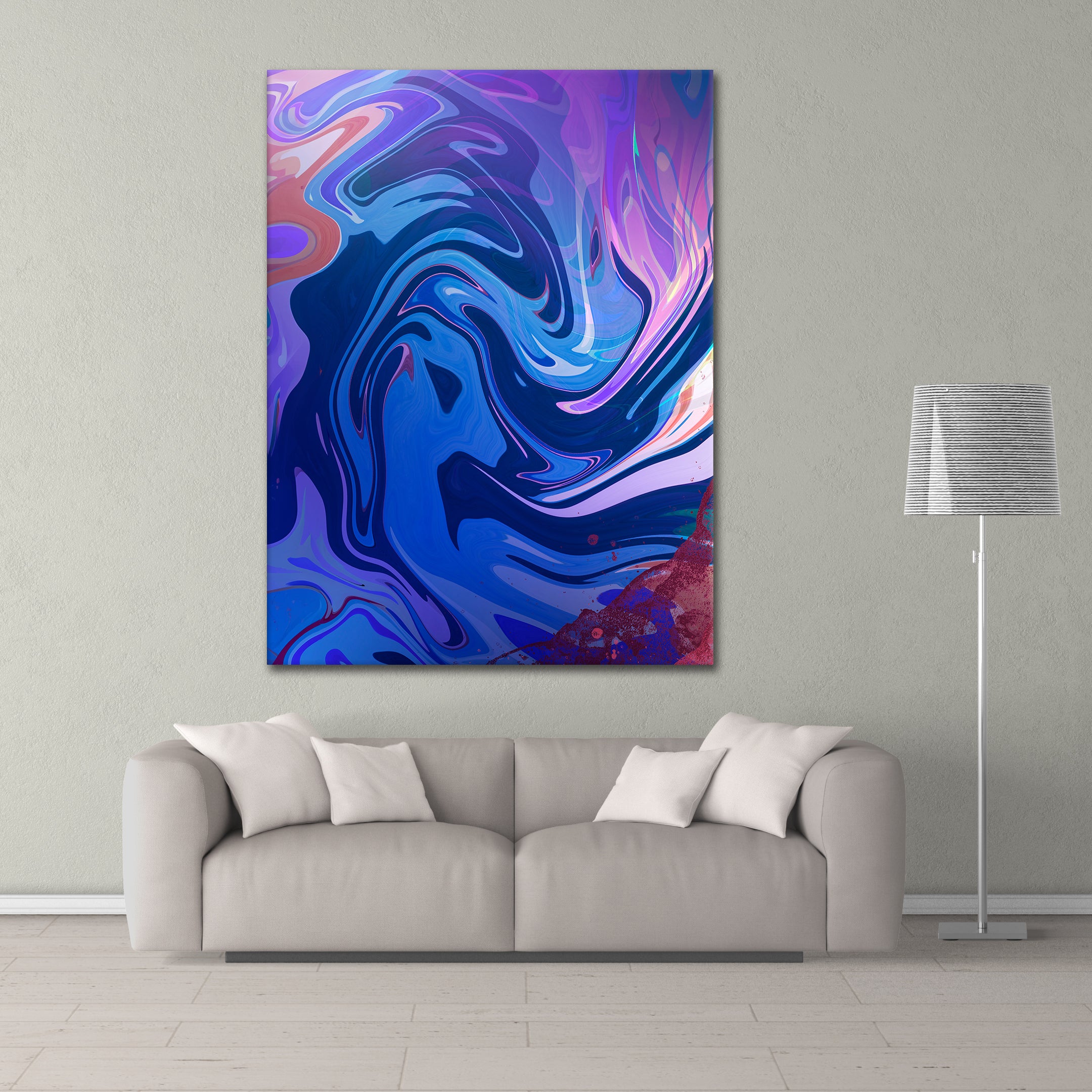 Blue Lila Fluidart - Leinwandbild