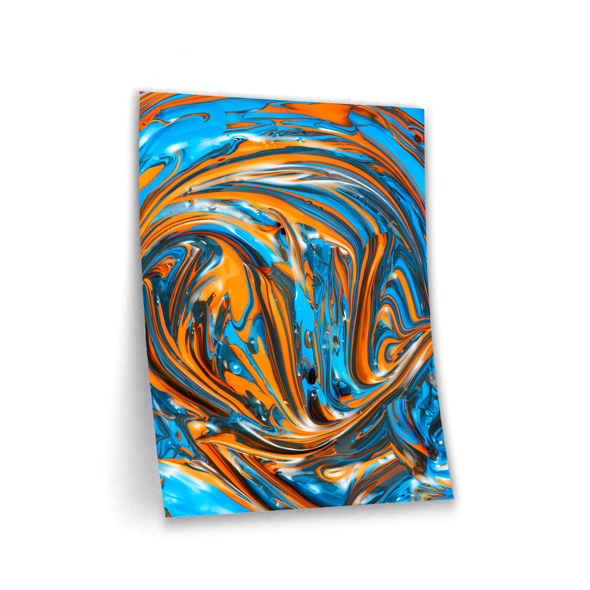 Blue Orange Fluidart - Leinwandbild