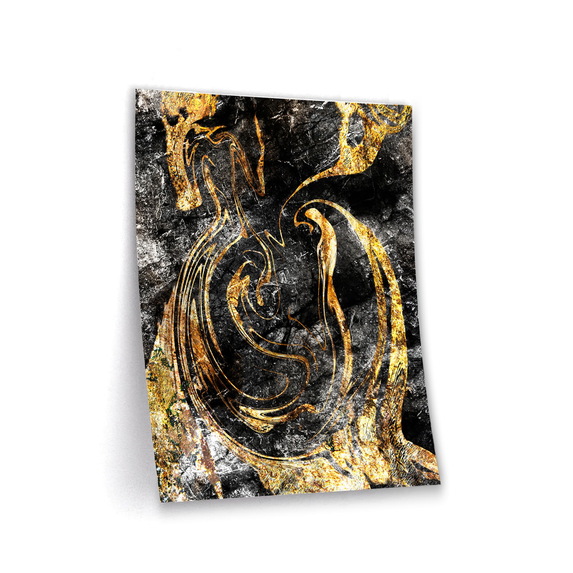 Black Golden Fluidart - Leinwandbild