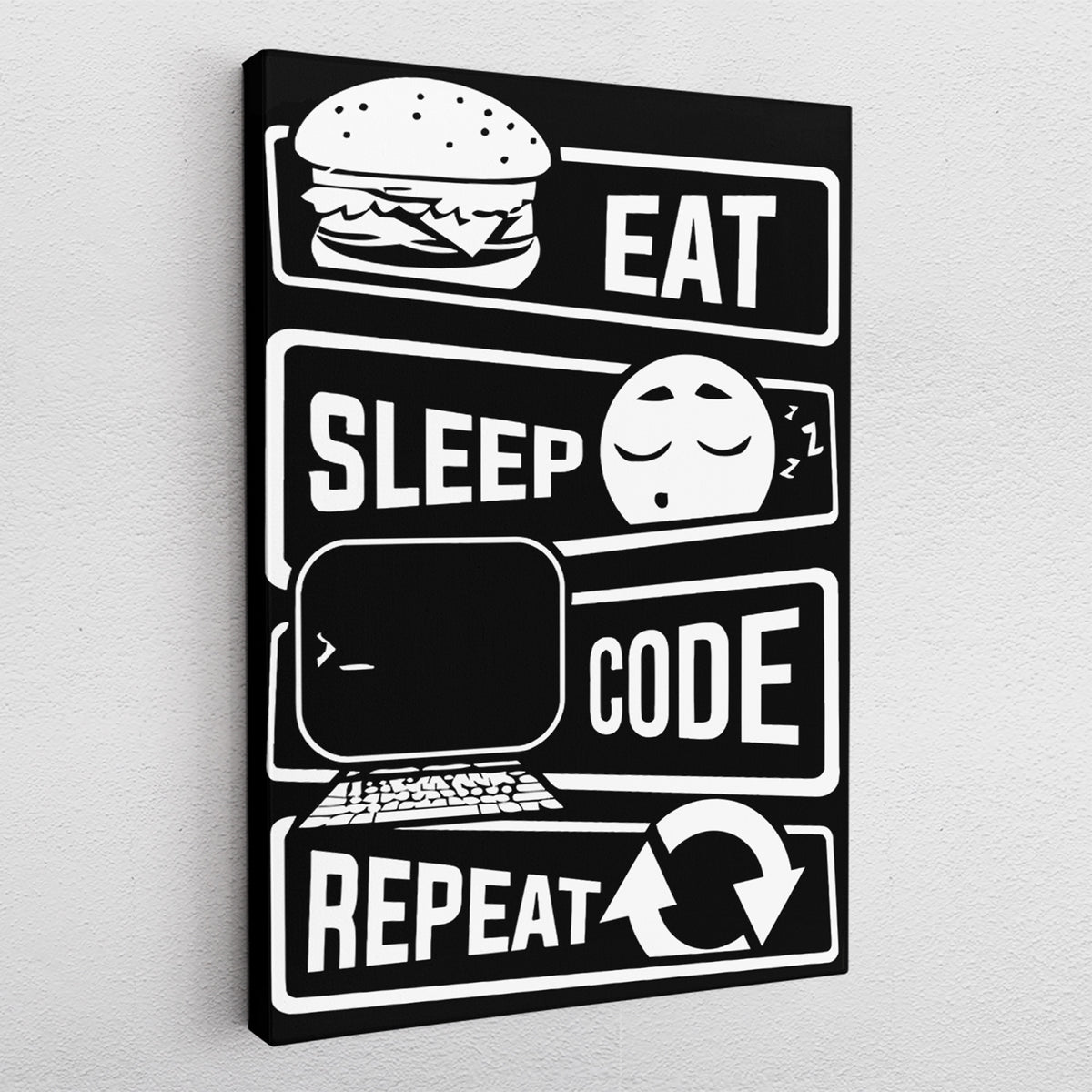 Eat Sleep Code Repeat - картина на платно