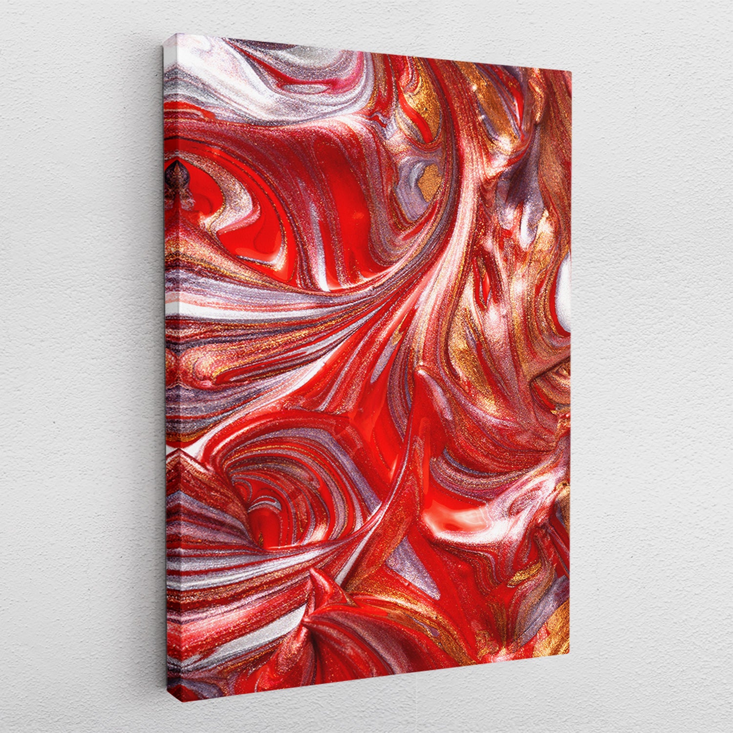 Red Golden Fluidart - Leinwandbild