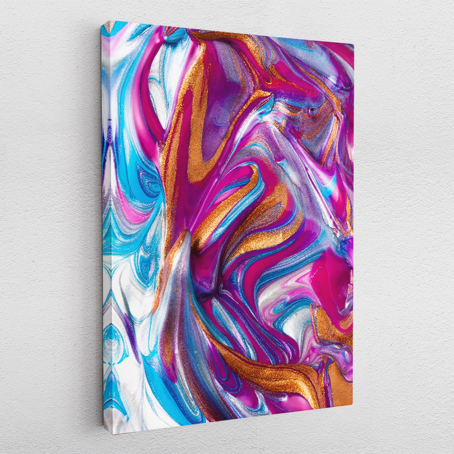 Pink Golden Fluidart - Leinwandbild