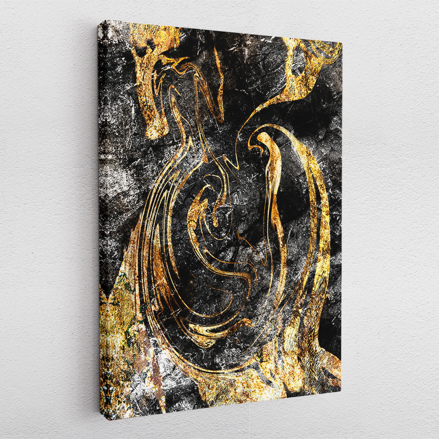 Black Golden Fluidart - Leinwandbild