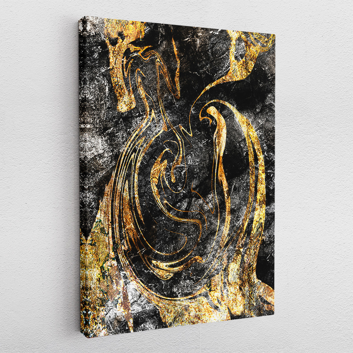 Black Golden Fluidart - Leinwandbild