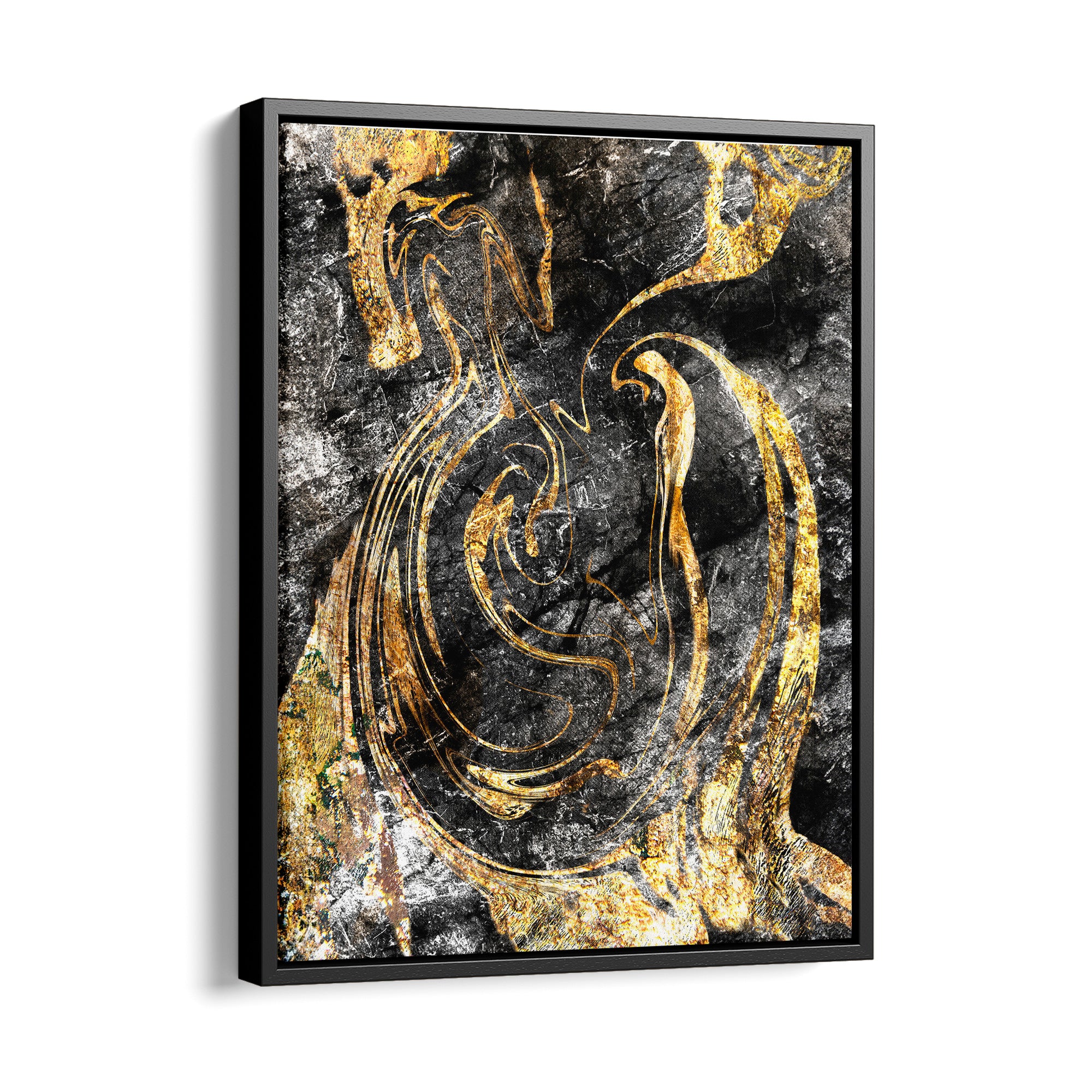 Black Golden Fluidart - Leinwandbild