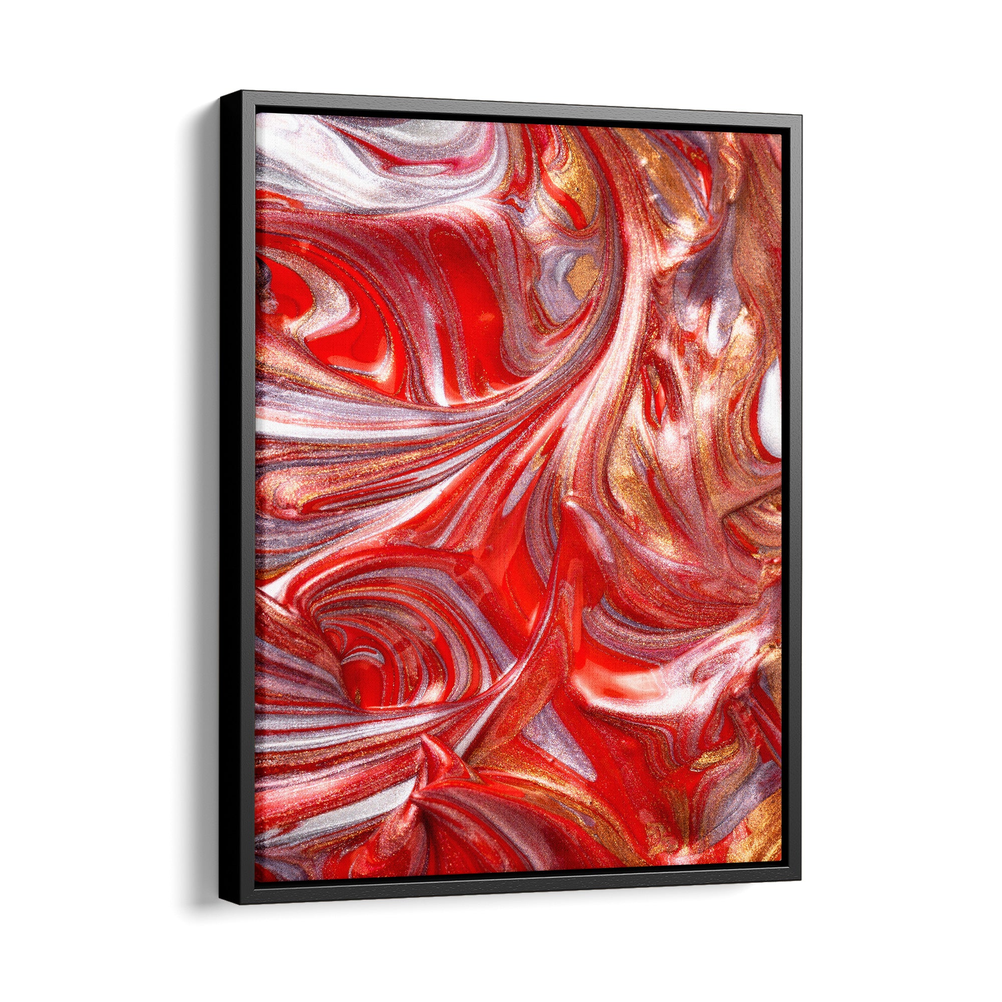 Red Golden Fluidart - Leinwandbild