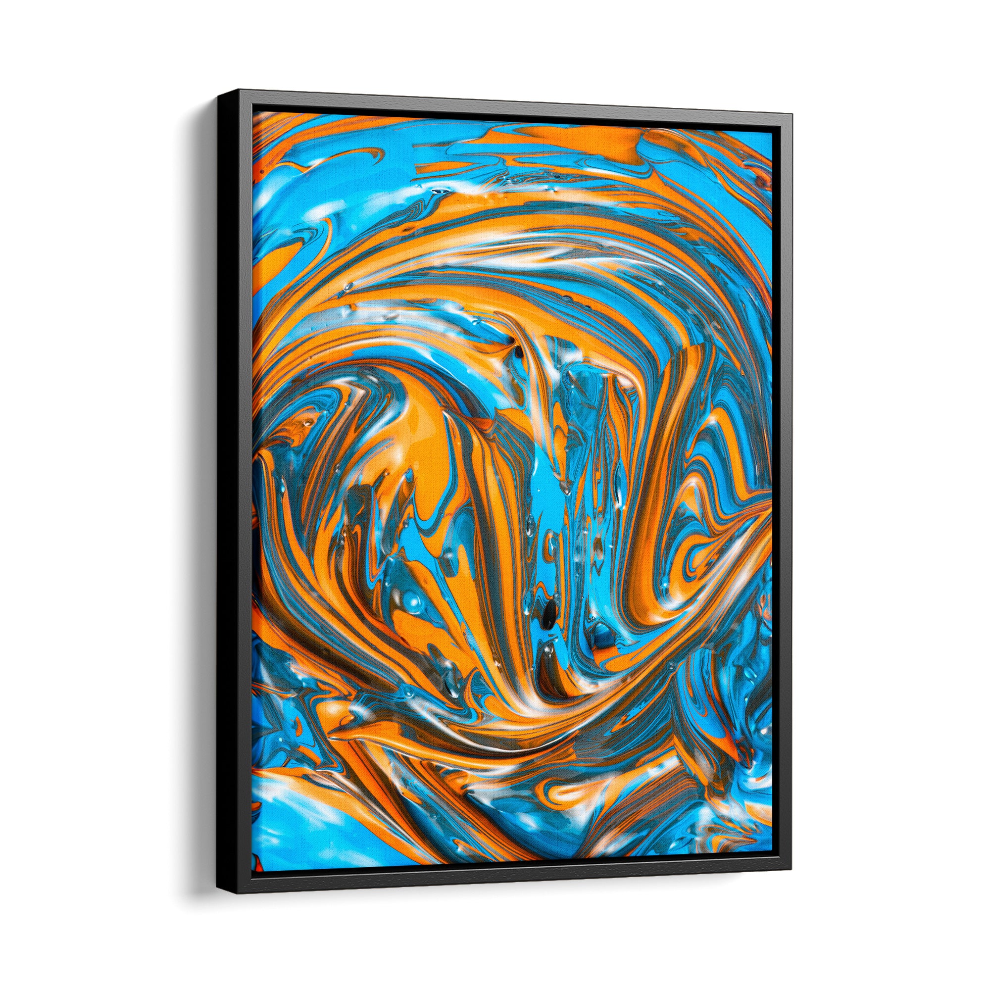 Blue Orange Fluidart - Leinwandbild