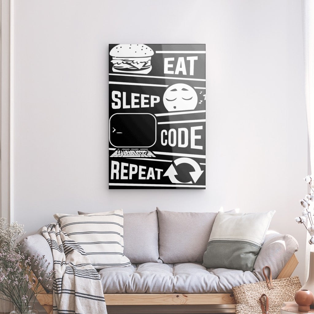 Eat Sleep Code Repeat - Alu Acrylglas